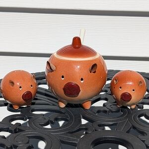 Vintage Kitchy Pig Sugar Bowl and Salt & Pepper Set